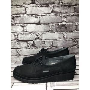 Mephisto Air Jet Black Nubuck Lace Casual Wedge Comfort Shoes Women  11M US/42EU